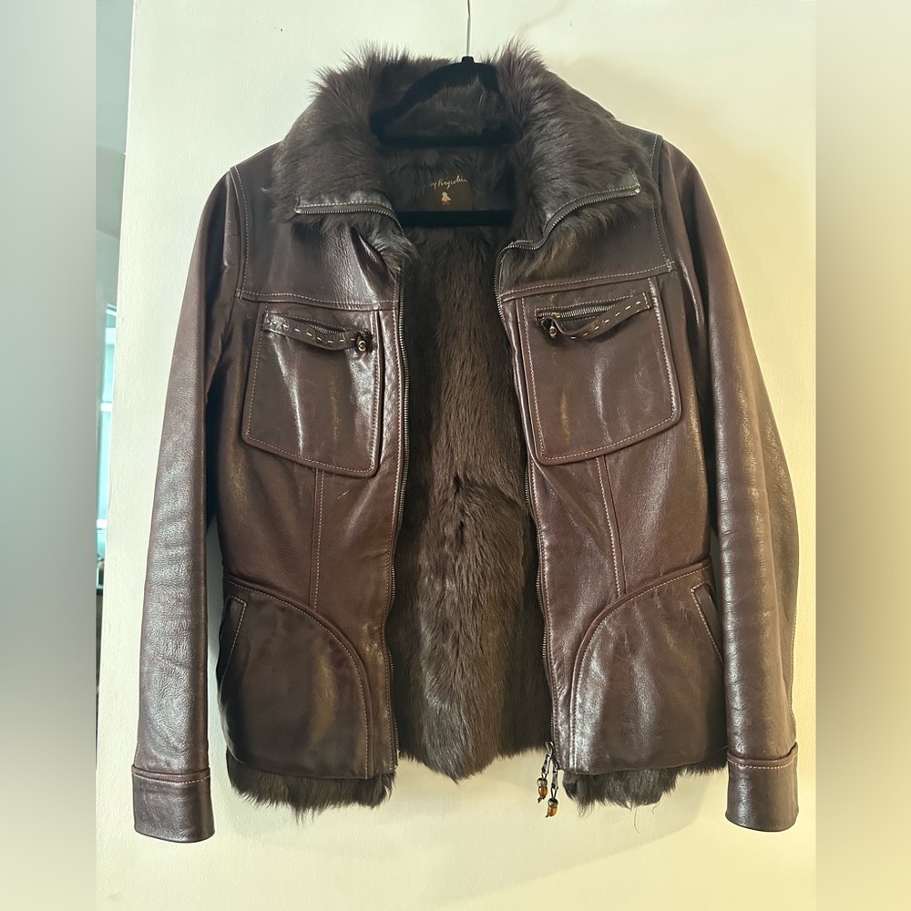 henry beguelin leather with fur jacket